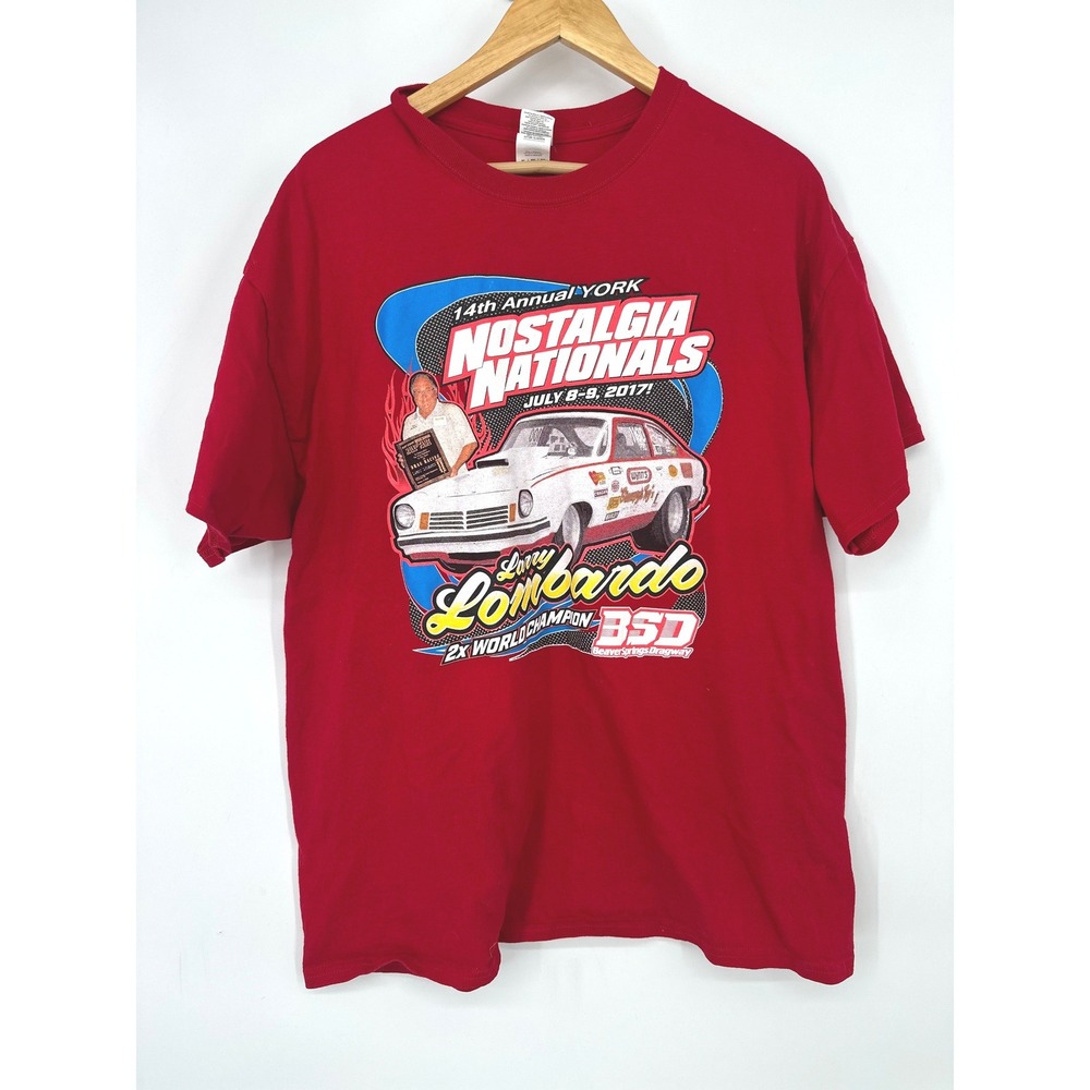 York Nostalgia Nationals 2017 T Shirt Men XL Larry Lombardo Drag Racing Gildan